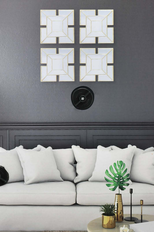 Redtag-Gold-Decorative-Raindrop-Wallmirror-Set(4Piece)-Mirrors-Home-Decor-