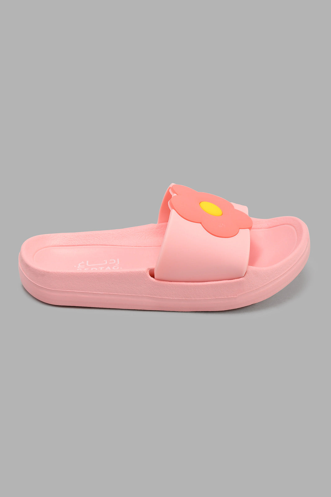 Redtag-Pink-Floral-Trim-Slide-Sliders-Girls-3 to 5 Years
