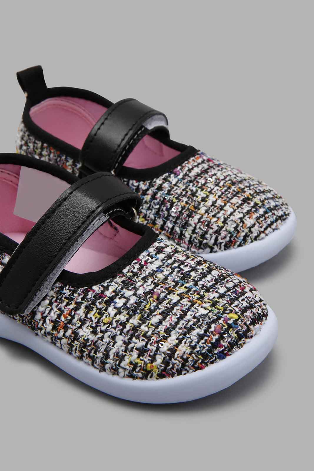 Redtag-Black-Textured-Pump-Colour:Black,-Filter:Girls-Footwear-(1-to-3-Yrs),-ING-Trainers,-New-In,-New-In-ING-FOO,-Non-Sale,-S22A,-Section:Kidswear-Infant-Girls-1 to 3 Years