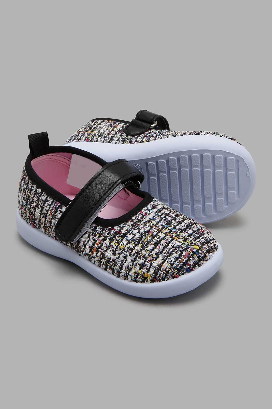 Redtag-Black-Textured-Pump-Colour:Black,-Filter:Girls-Footwear-(1-to-3-Yrs),-ING-Trainers,-New-In,-New-In-ING-FOO,-Non-Sale,-S22A,-Section:Kidswear-Infant-Girls-1 to 3 Years