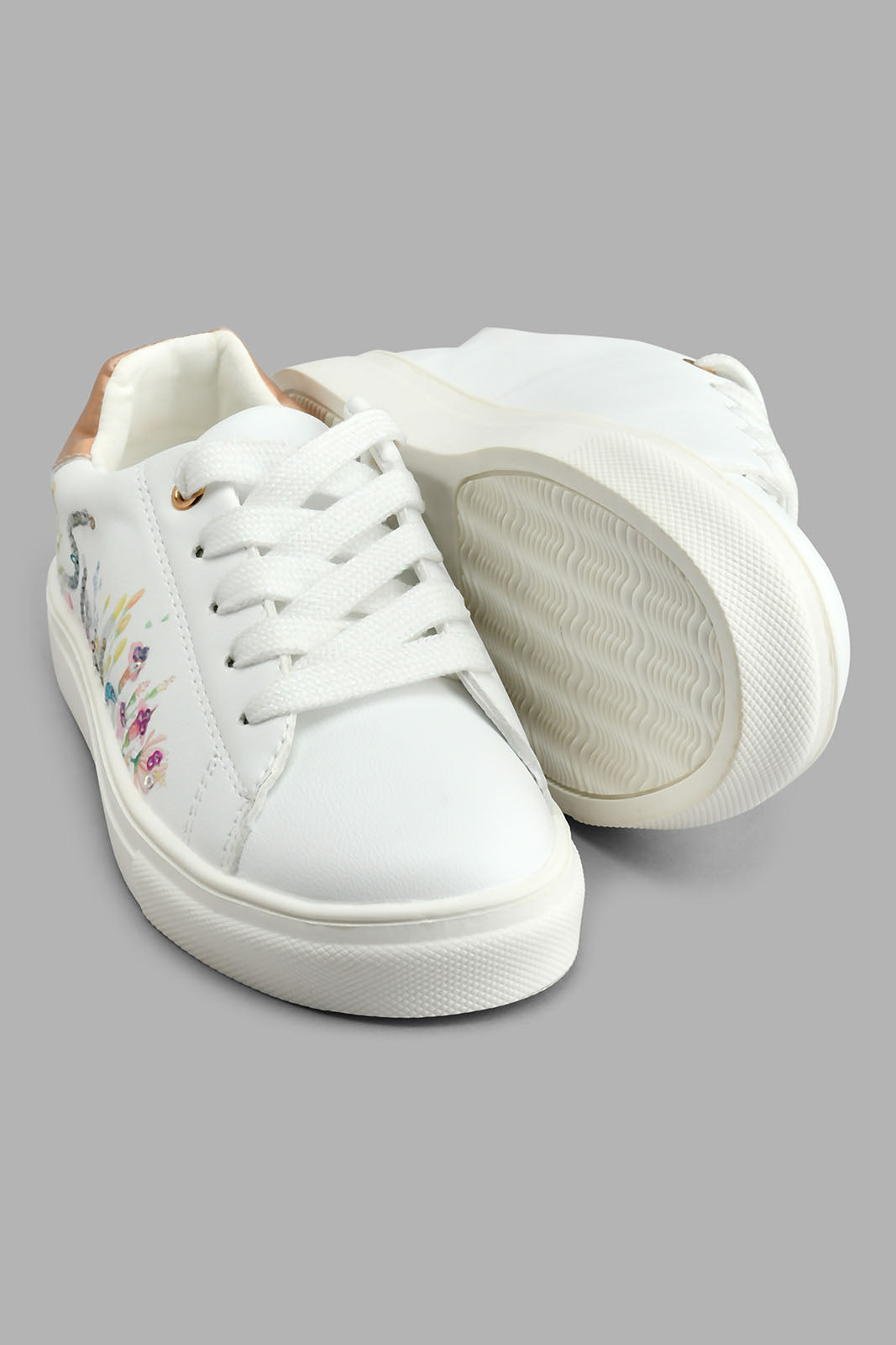 Redtag-White-Sequins-Trim-Sneaker-Colour:White,-Filter:Girls-Footwear-(3-to-5-Yrs),-GIR-Trainers,-New-In,-New-In-GIR-FOO,-Non-Sale,-S22A,-Section:Kidswear-Girls-3 to 5 Years
