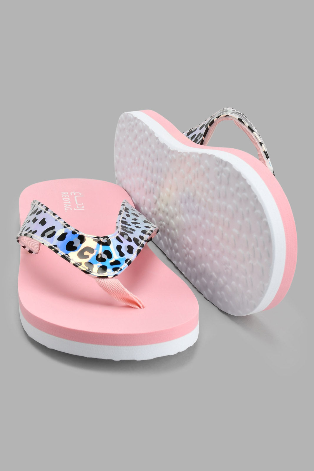 Redtag-Pale-Pink-Leopard-Print-Flip-Flop-Flip-Flops-Senior-Girls-5 to 14 Years
