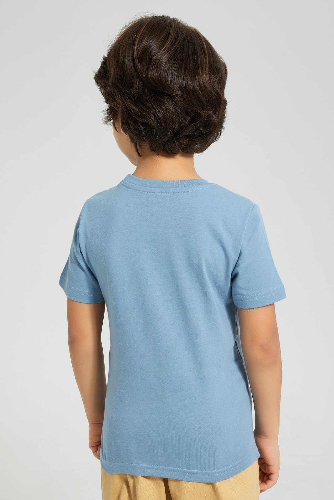 Redtag-Blue-Pizza-T-Shirt-Graphic-Prints-Boys-2 to 8 Years