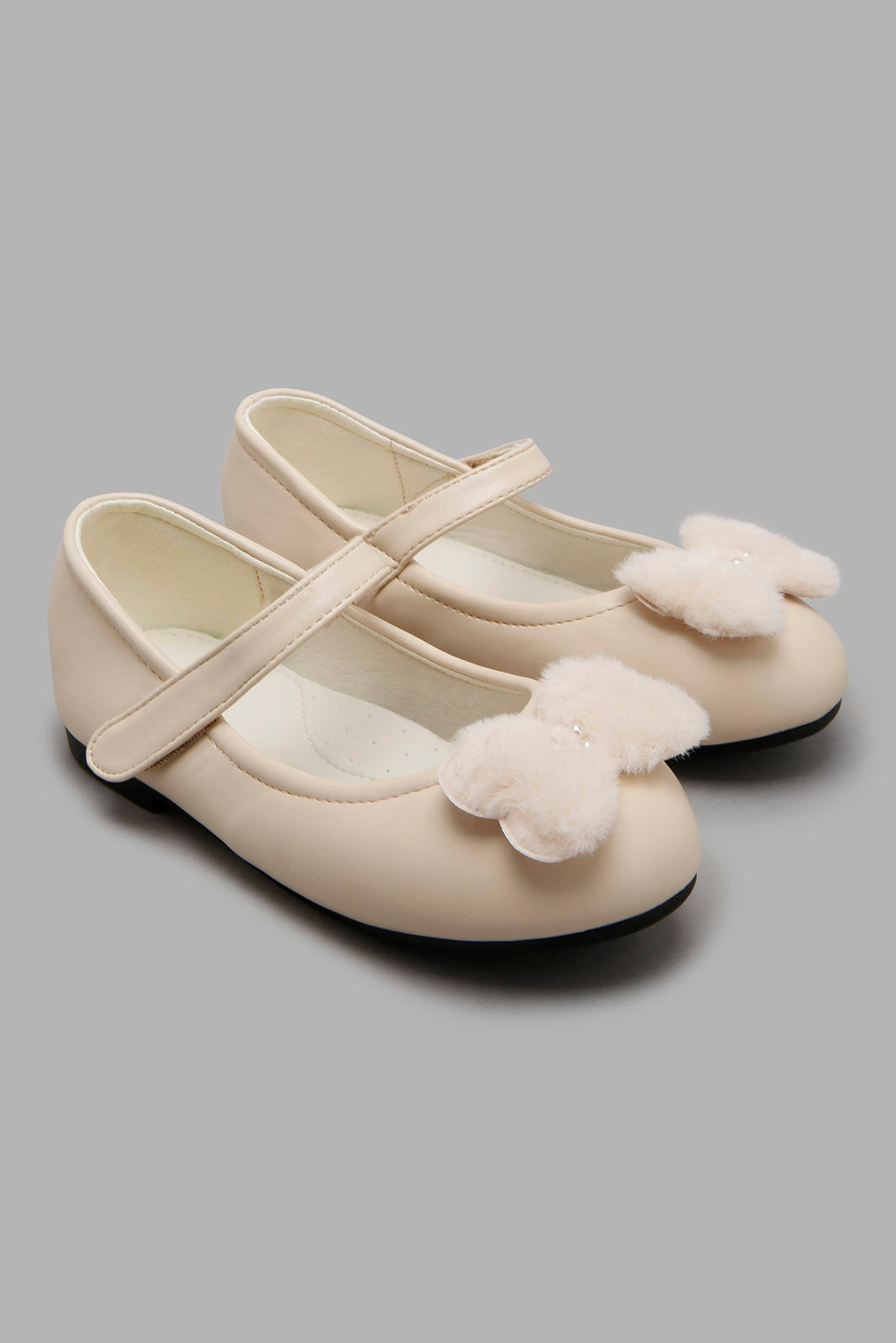 Redtag-Beige-Bow-Trim-Ballerina-Character,-Colour:Beige,-Filter:Girls-Footwear-(3-to-5-Yrs),-GIR-Casual-Shoes,-New-In,-New-In-GIR-FOO,-Non-Sale,-S22A-Girls-3 to 5 Years