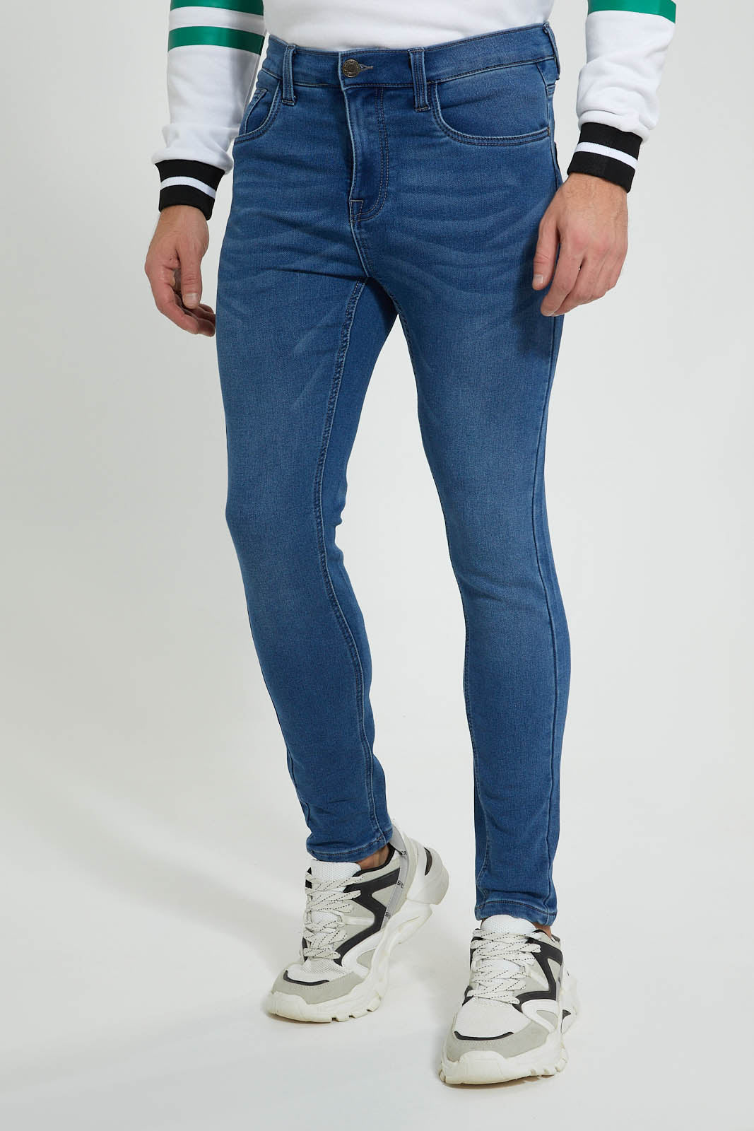 Redtag-Mid-Wash-5-Pocket-Knit-Denim-Jean-Jeans-Slim-Fit-Men's-