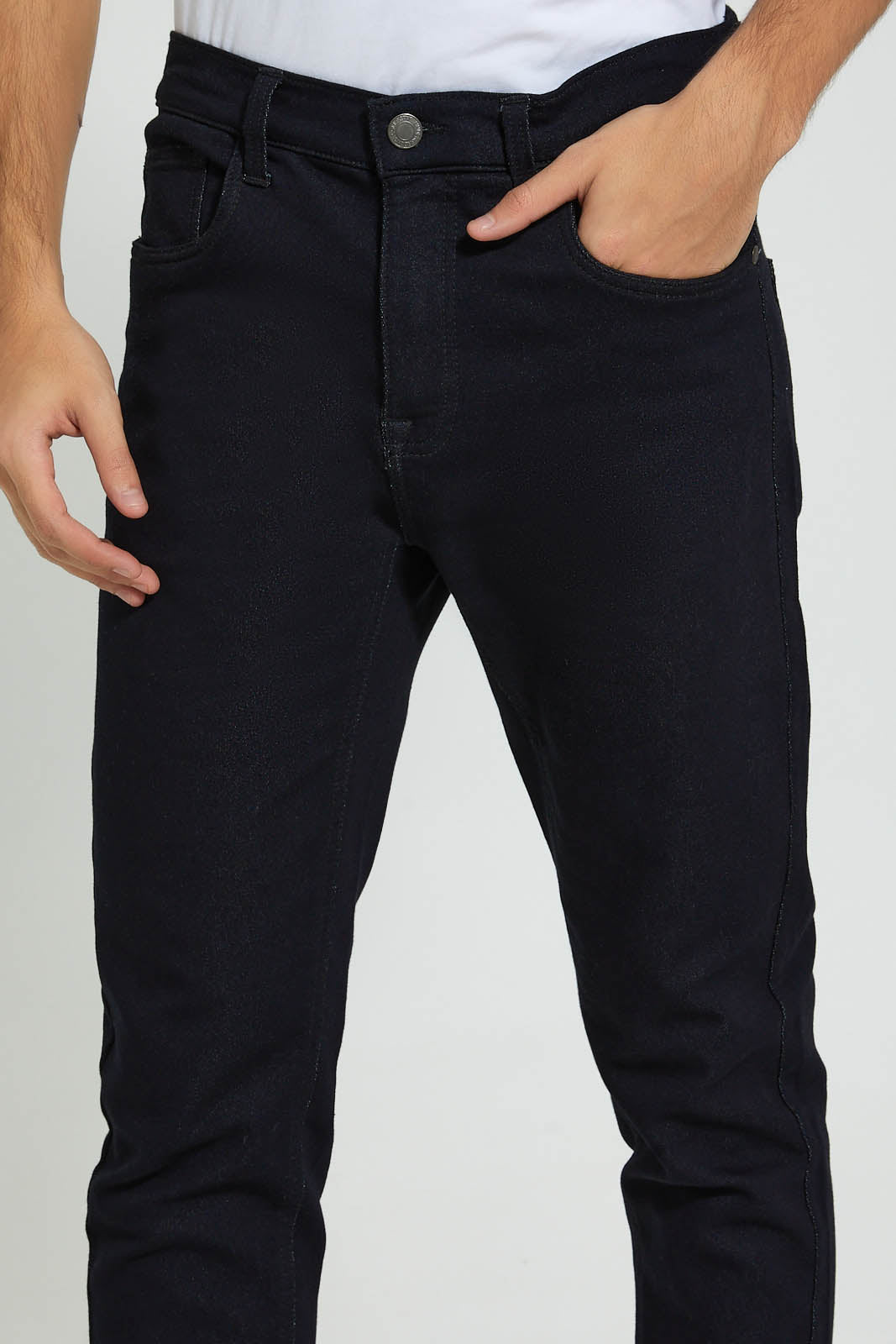 Redtag-Black-5-Pocket-Knit-Denim-Jean-Jeans-Slim-Fit-Men's-