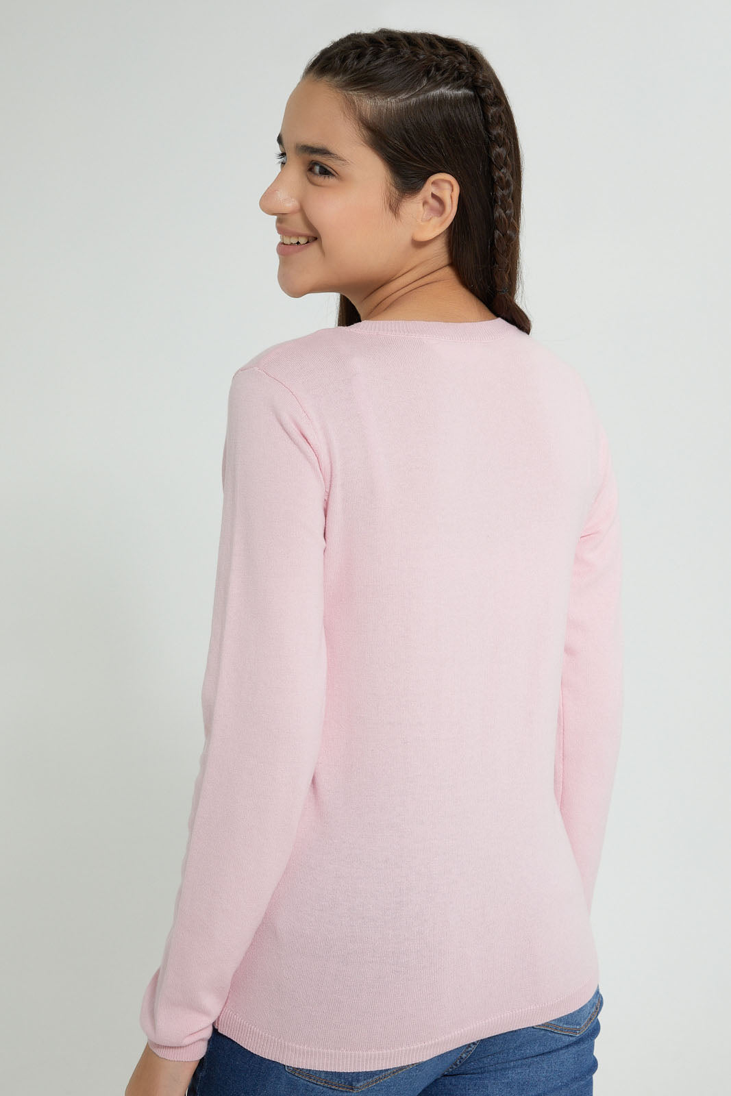 Redtag-Pink-Butterfly-Pullover-Jumpers-Senior-Girls-9 to 14 Years