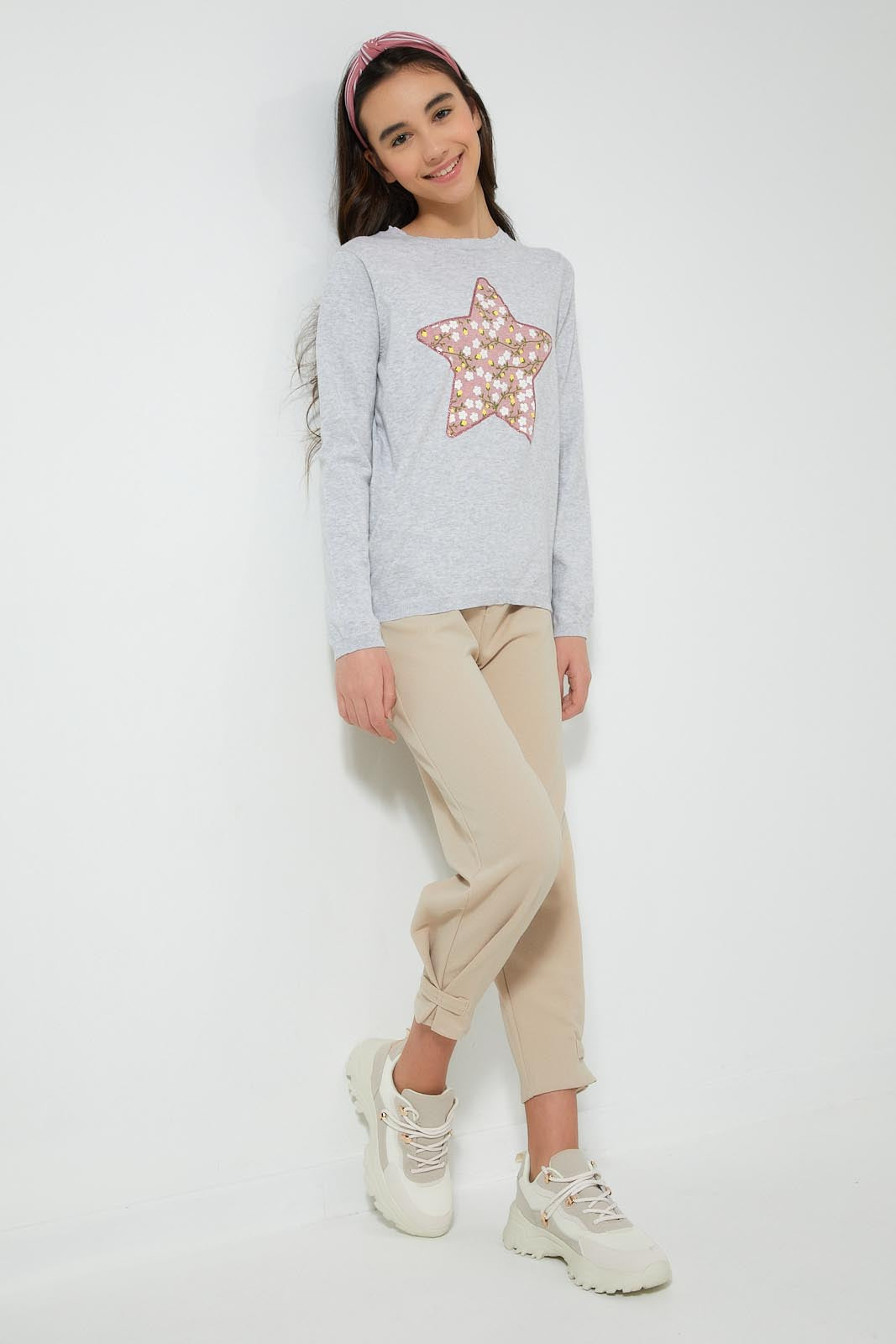 Redtag-Grey-Melange-Butterfly-Pullover-Jumpers-Senior-Girls-9 to 14 Years
