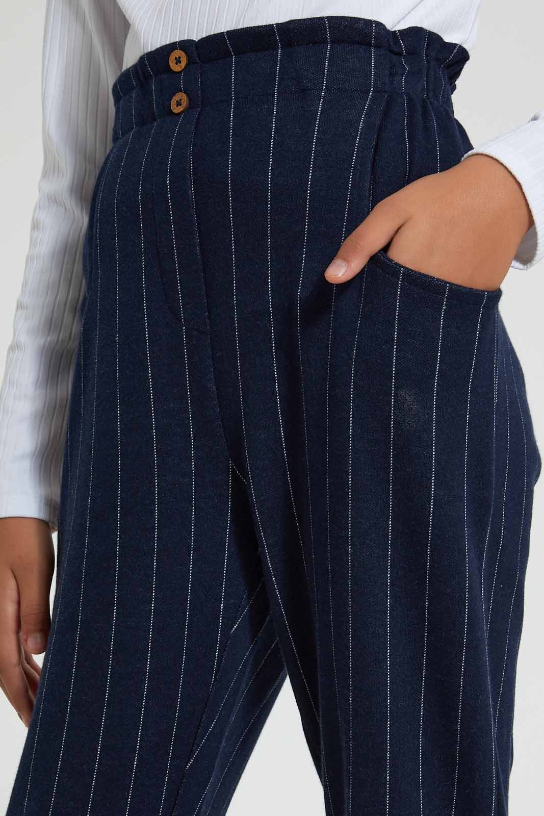 Redtag-Black-White-Stripes-Plaid-Trouser-Cargo-Pants-Senior-Girls-9 to 14 Years
