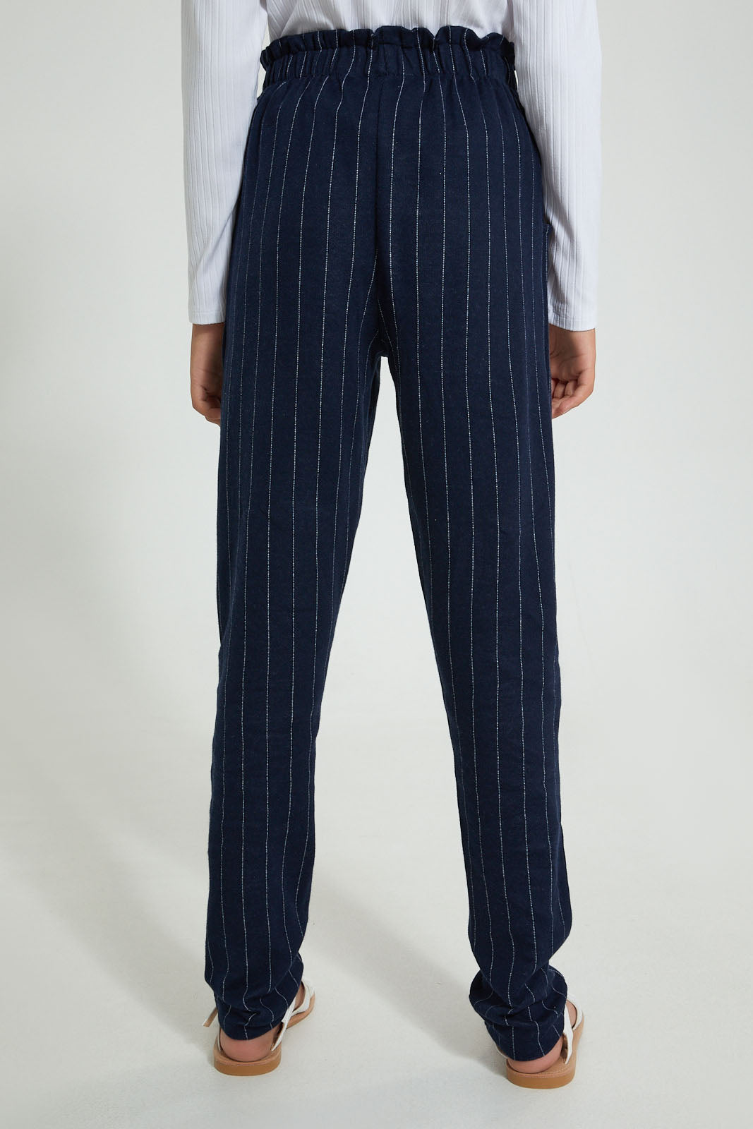 Redtag-Black-White-Stripes-Plaid-Trouser-Cargo-Pants-Senior-Girls-9 to 14 Years