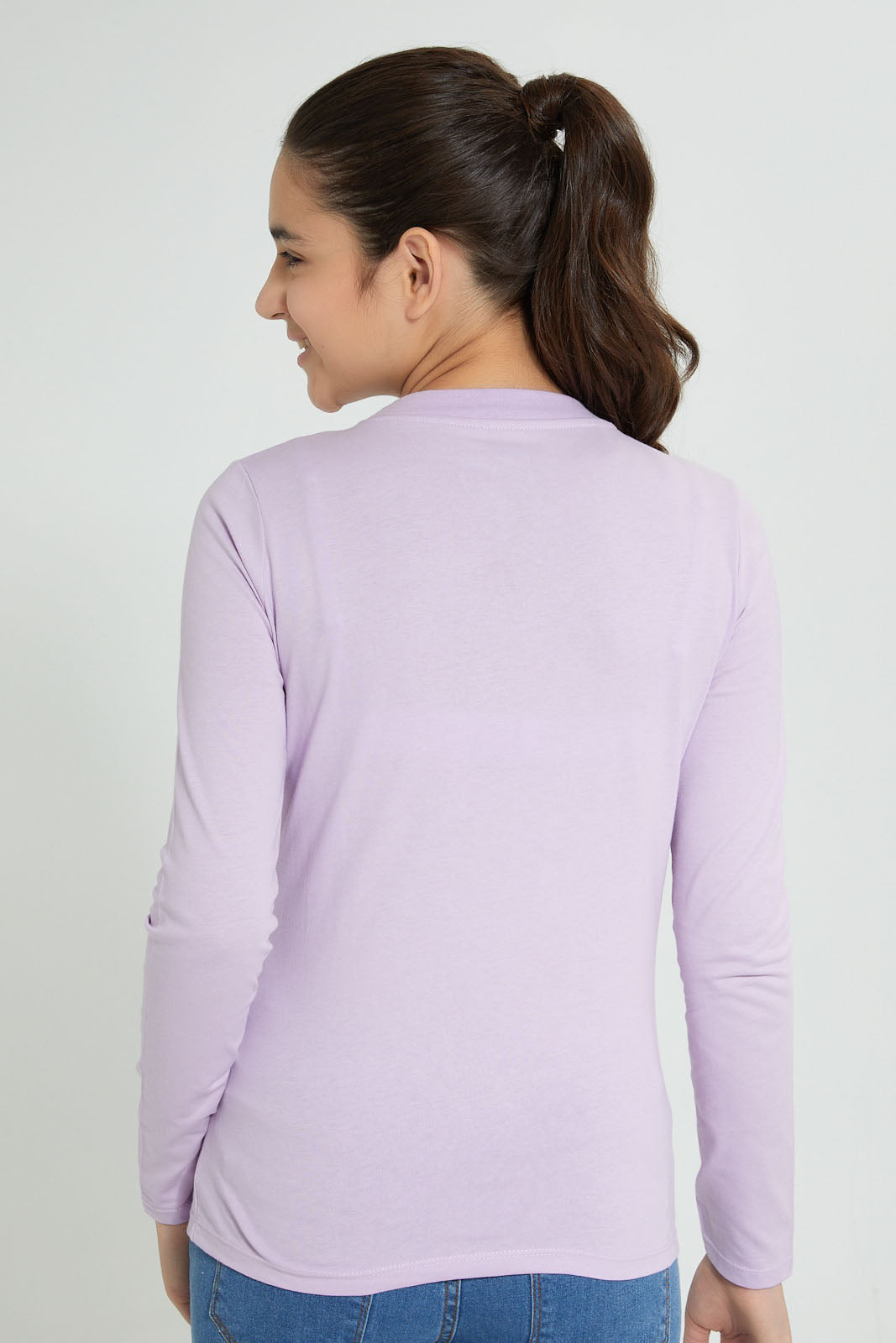 Redtag-Purple-Long-Sleeve-Graphic-T-Shirts-Graphic-Prints-Senior-Girls-9 to 14 Years
