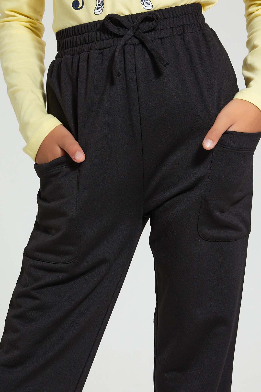 Redtag-Black-Jogger-Cargo-Pants-Senior-Girls-9 to 14 Years