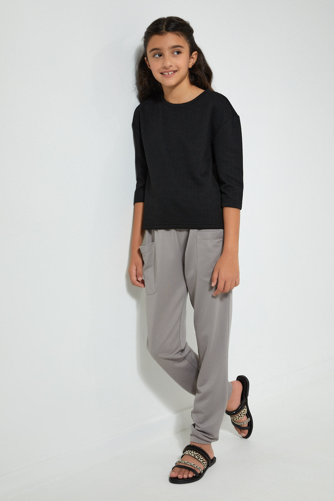 Redtag-Grey-Jogger-Cargo-Pants-Senior-Girls-9 to 14 Years