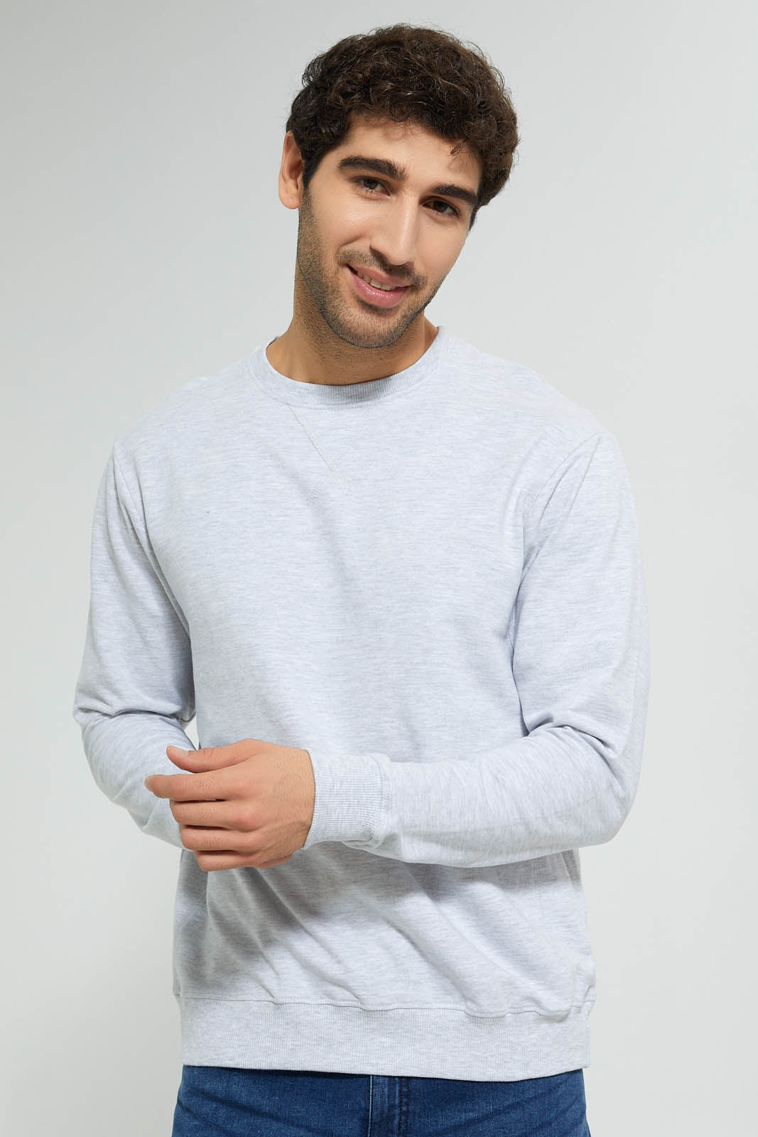 Redtag-Ecru-Crew-Neck-Sweatshirt-Sweatshirts-Men's-