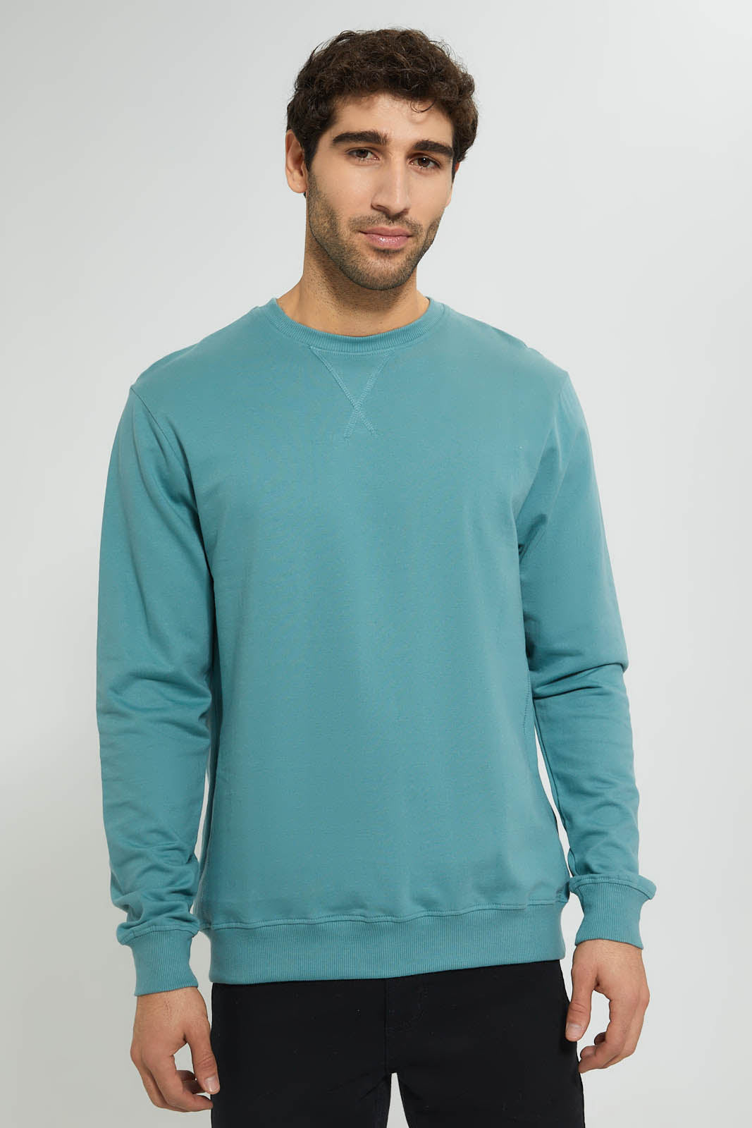 Redtag-Green-Crew-Neck-Sweatshirt-Sweatshirts-Men's-