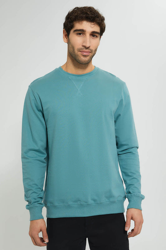 Redtag-Green-Crew-Neck-Sweatshirt-Sweatshirts-Men's-