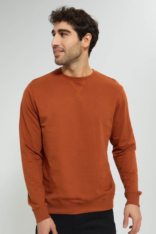 Redtag-Rust-Crew-Neck-Sweatshirt-Sweatshirts-Men's-