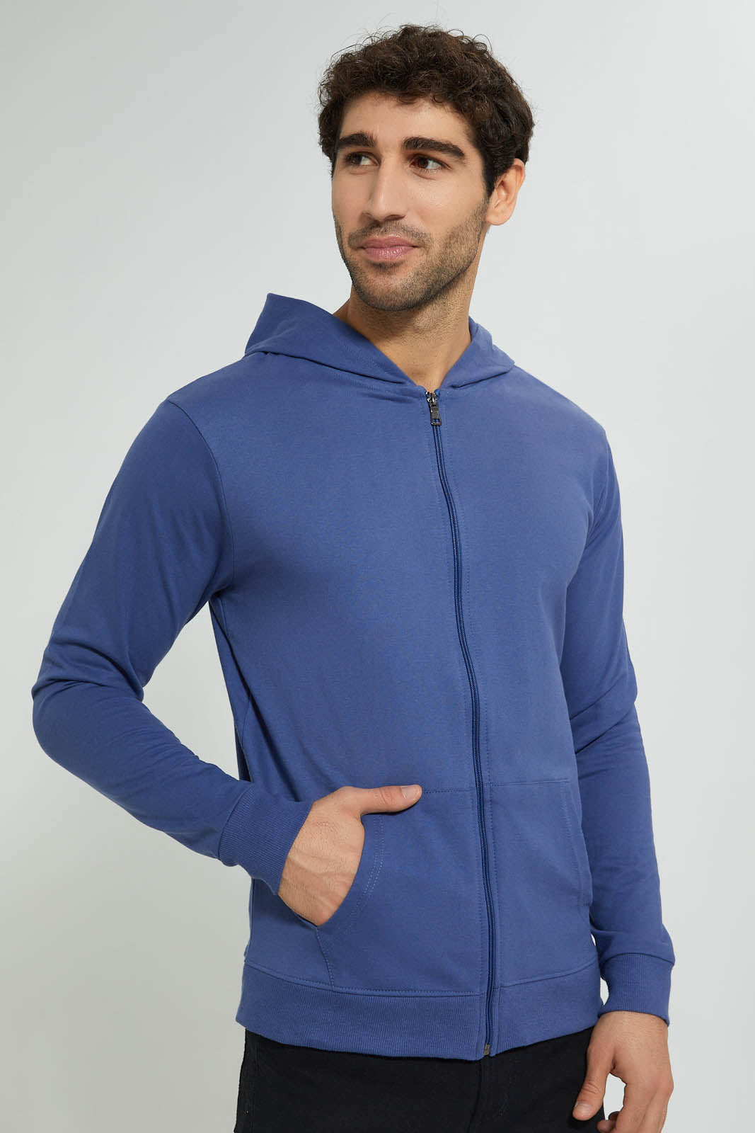 Redtag-Blue-Zipper-Hoodie-Sweatshirts-Men's-