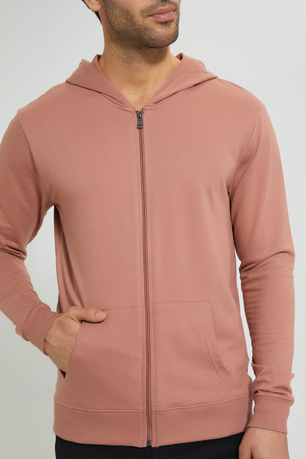 Redtag-Pink-Zipper-Hoodie-Sweatshirts-Men's-