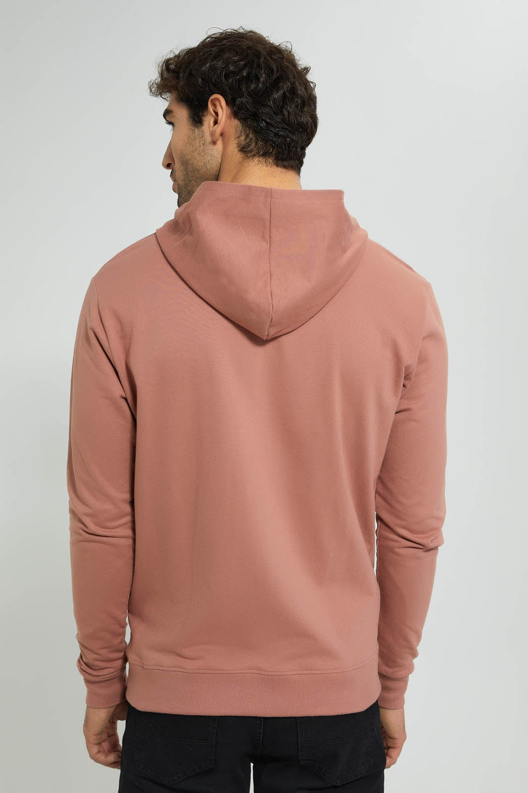 Redtag-Pink-Zipper-Hoodie-Sweatshirts-Men's-