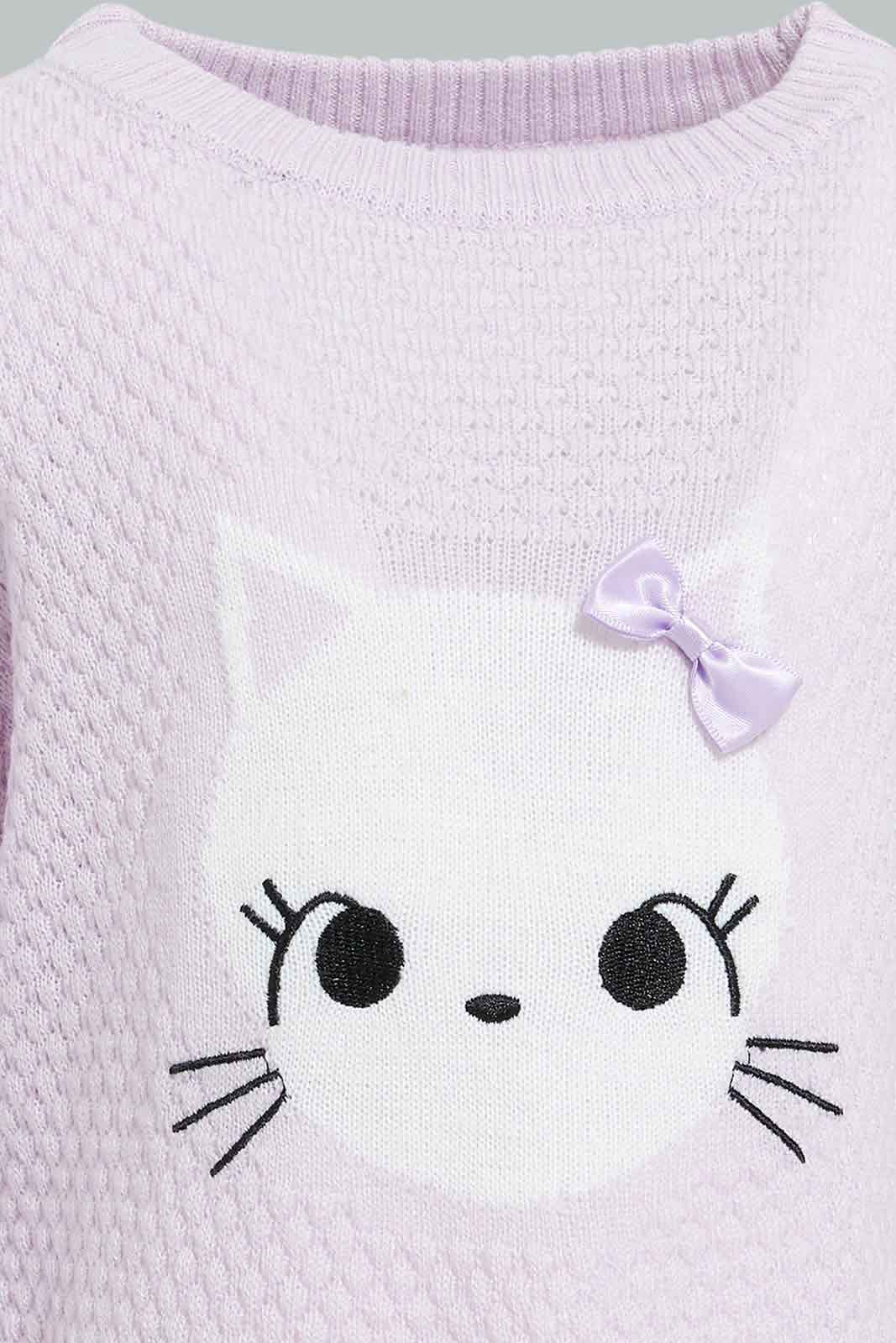 Redtag-Lilac-Printed-Pullover-Pullovers-Infant-Girls-3 to 24 Months