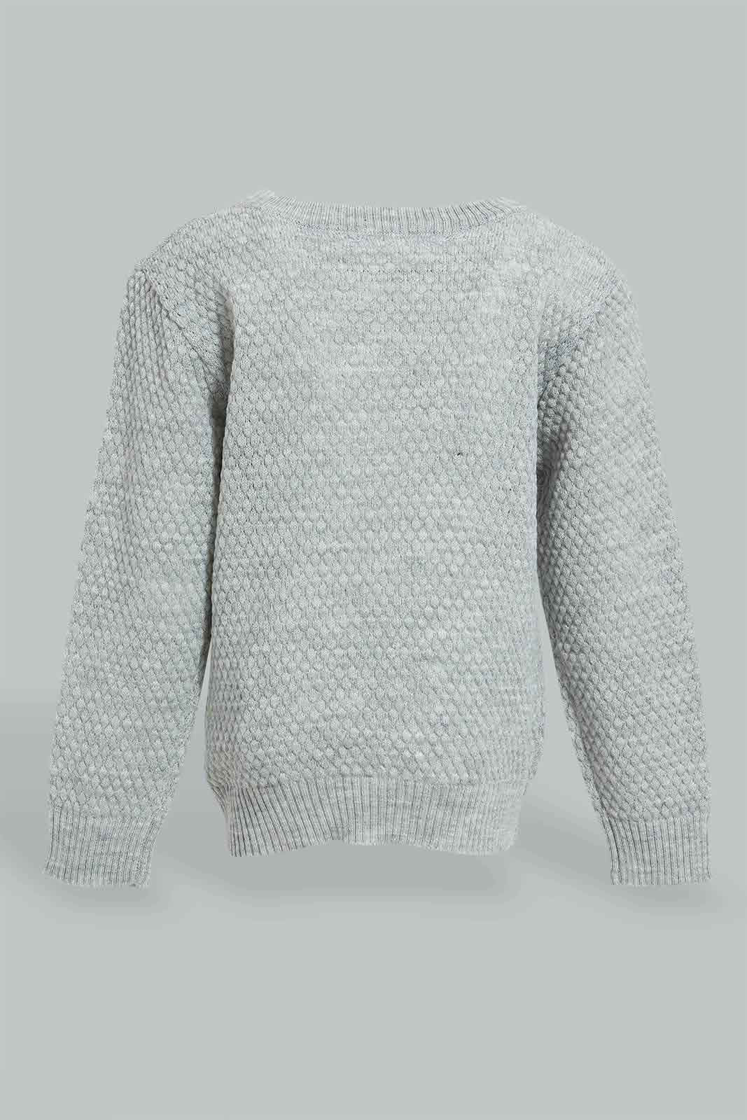 Redtag-Grey-Melange-Printed-Pullover-Pullovers-Infant-Girls-3 to 24 Months