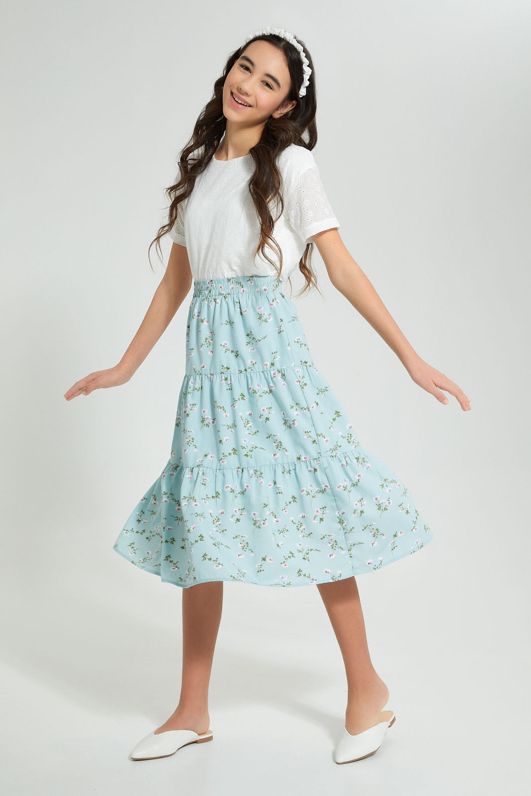 Redtag-White-Chiffly-Crop-Top-Blouses-Senior-Girls-9 to 14 Years