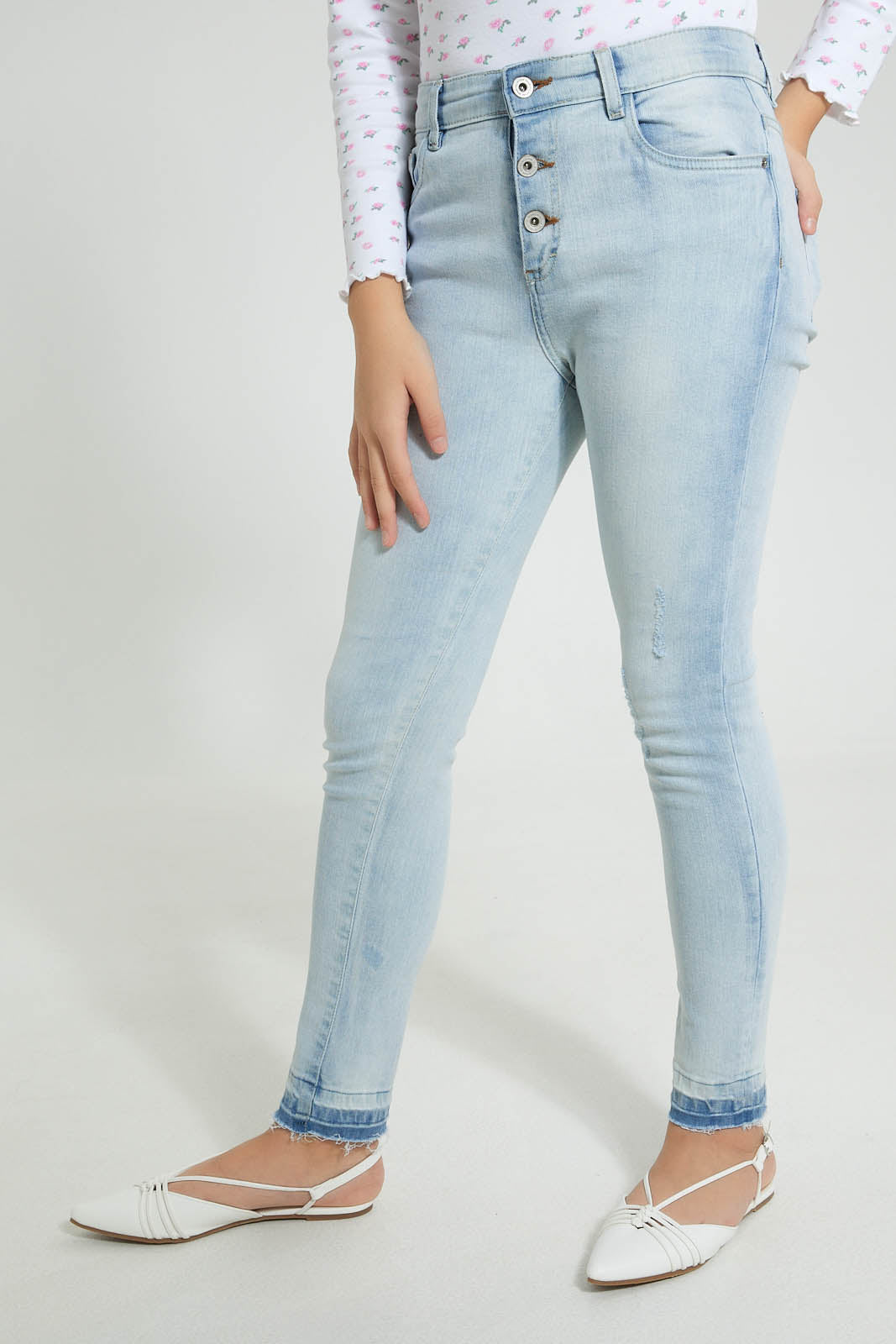 Redtag-Light-Wash-Skinny-High-Rise-Jean-Jeans-Skinny-Fit-Senior-Girls-9 to 14 Years