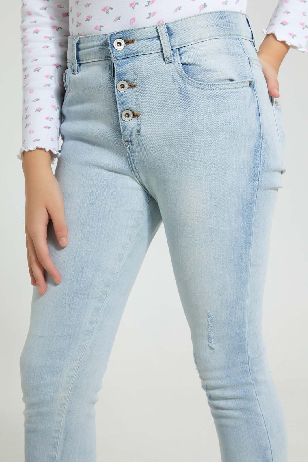 Redtag-Light-Wash-Skinny-High-Rise-Jean-Jeans-Skinny-Fit-Senior-Girls-9 to 14 Years