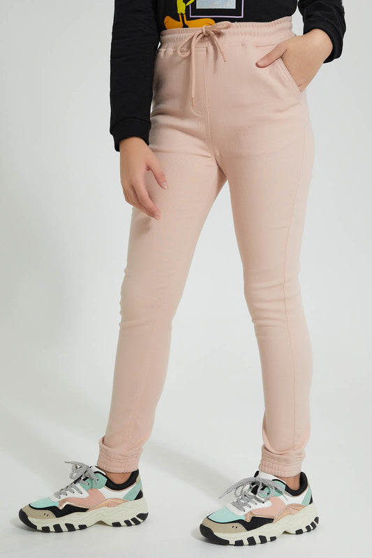 Redtag-Pink-Colored-Knitted-Joger-Jeggings-Senior-Girls-9 to 14 Years