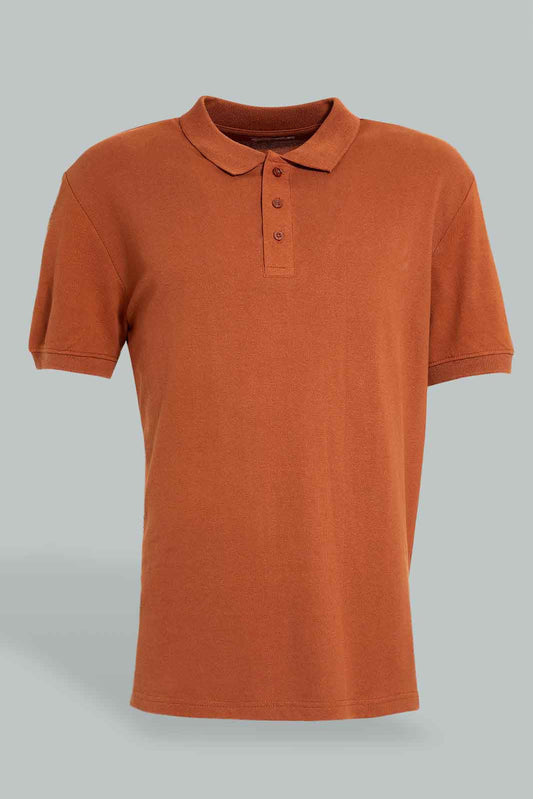 Redtag-Rust-Pique-Polo-Shirt-Polo-Shirts-Men's-