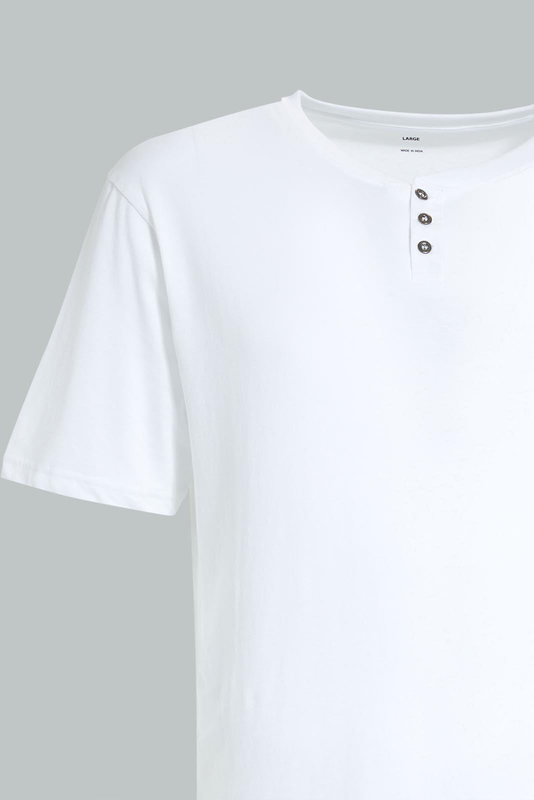 Redtag-White-Henley-T-Shirt-Henley-Tees-Men's-