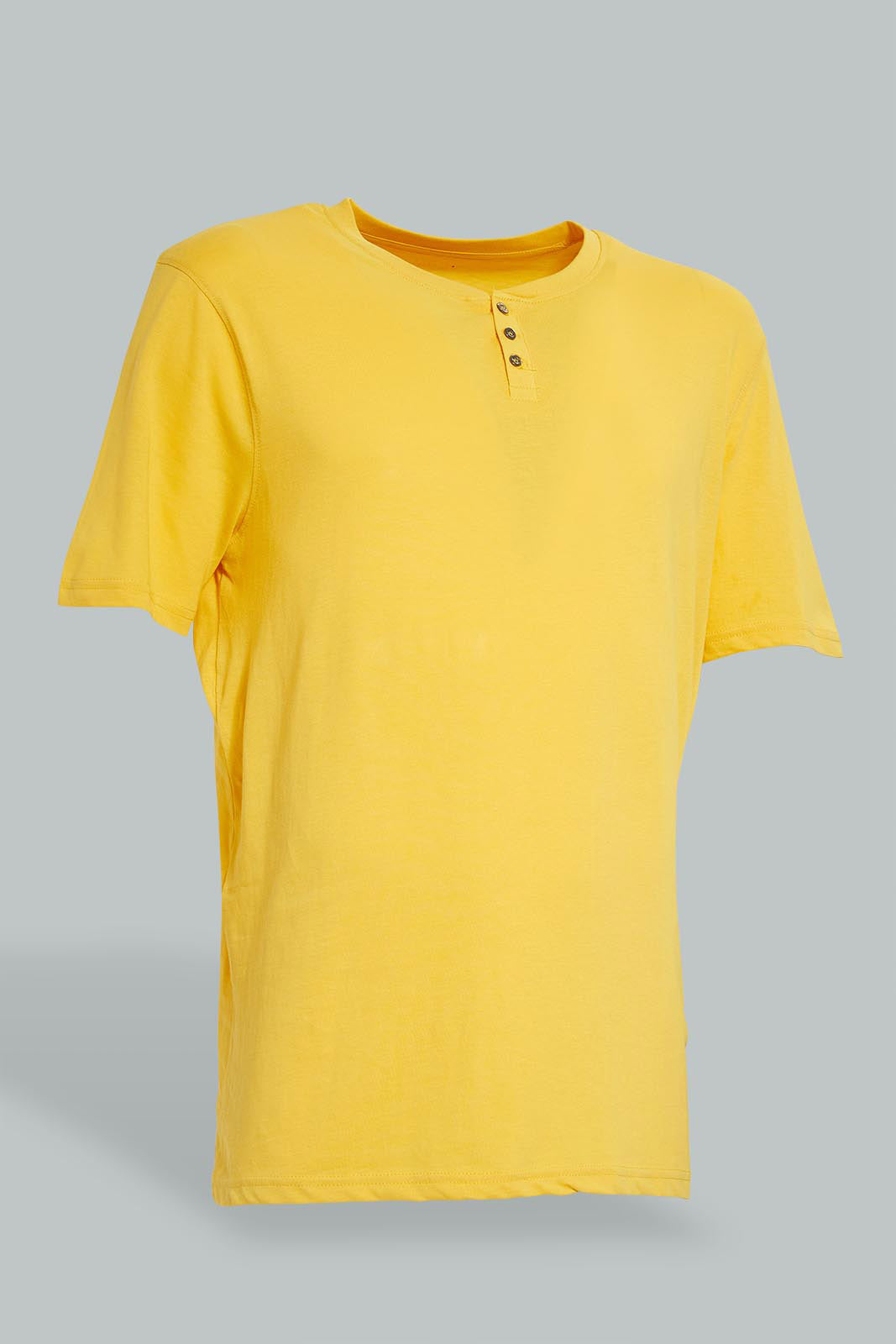 Redtag-Yellow-Henley-T-Shirt-Henley-Tees-Men's-