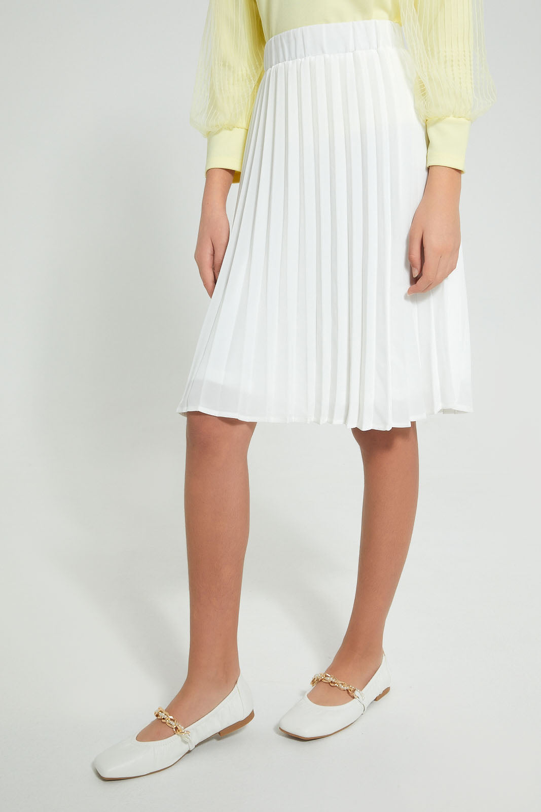 Redtag-White-Pleated-Skirt-Skirts-Senior-Girls-9 to 14 Years