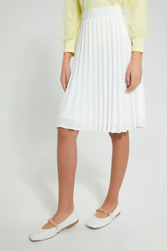 Redtag-White-Pleated-Skirt-Skirts-Senior-Girls-9 to 14 Years