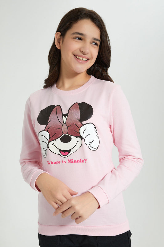 Redtag-Pink-Minnie-Mouse-SweaT-Shirts-Active-Sweatshirts-Senior-Girls-9 to 14 Years