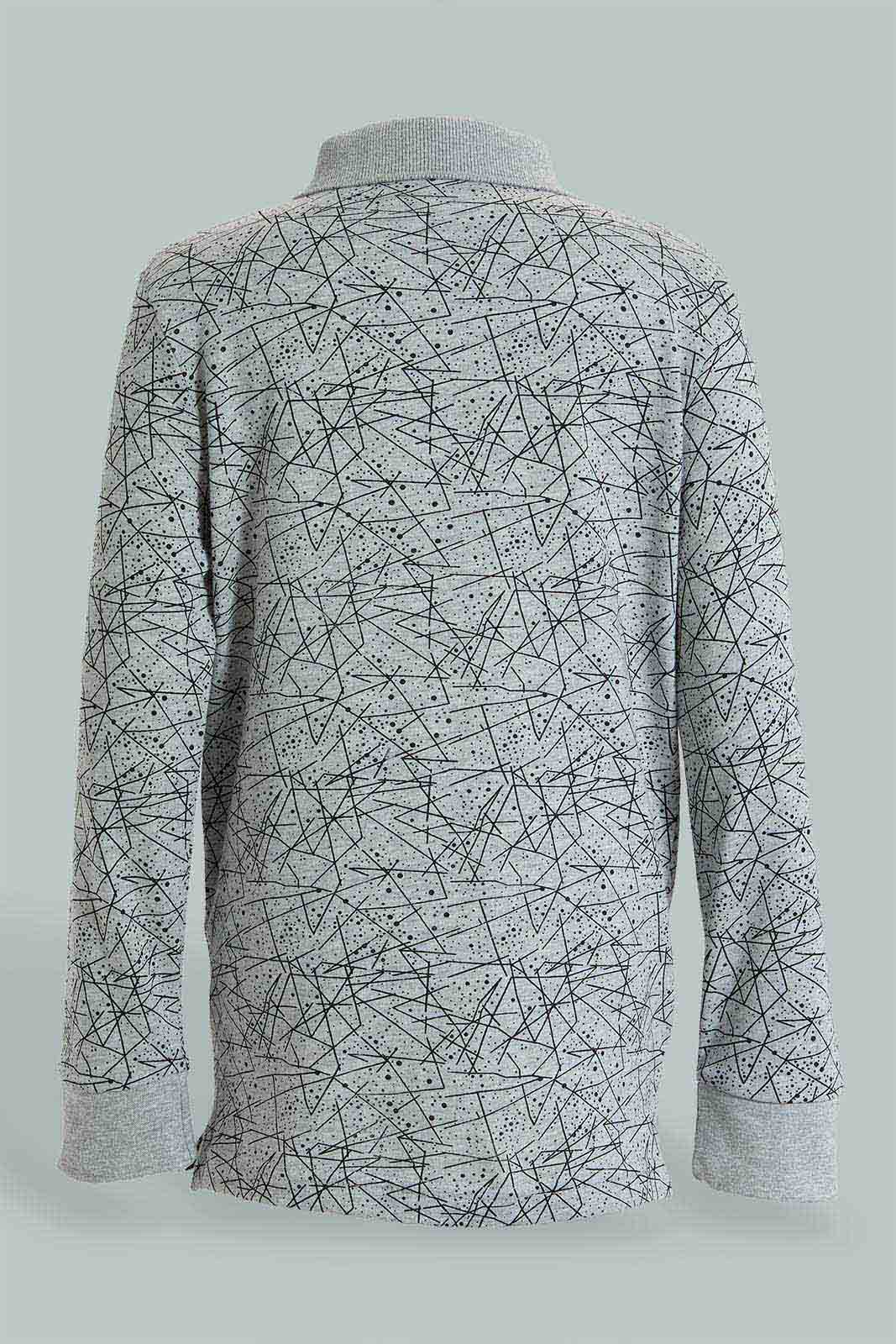 Redtag-Grey-Marl-Long-Sleeve-Splat-Print-Polo-Shirt-Polo-Shirts-Boys-2 to 8 Years