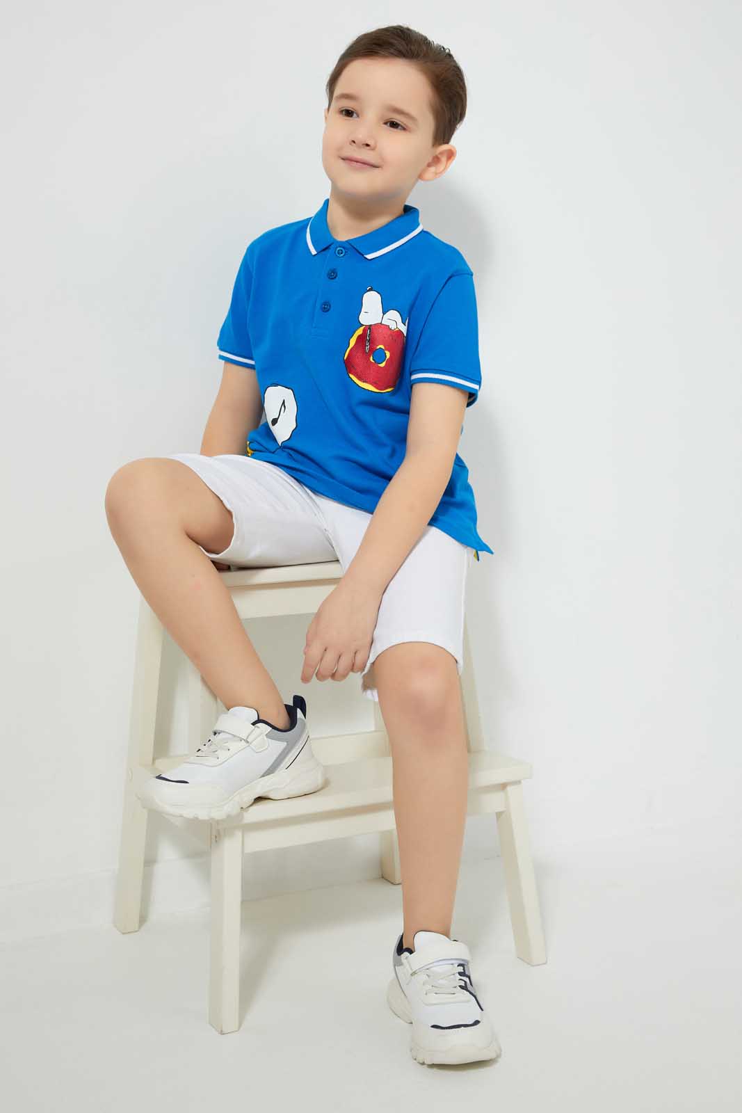 Redtag-Blue-Snoopy-Polo-Character-Boys-2 to 8 Years