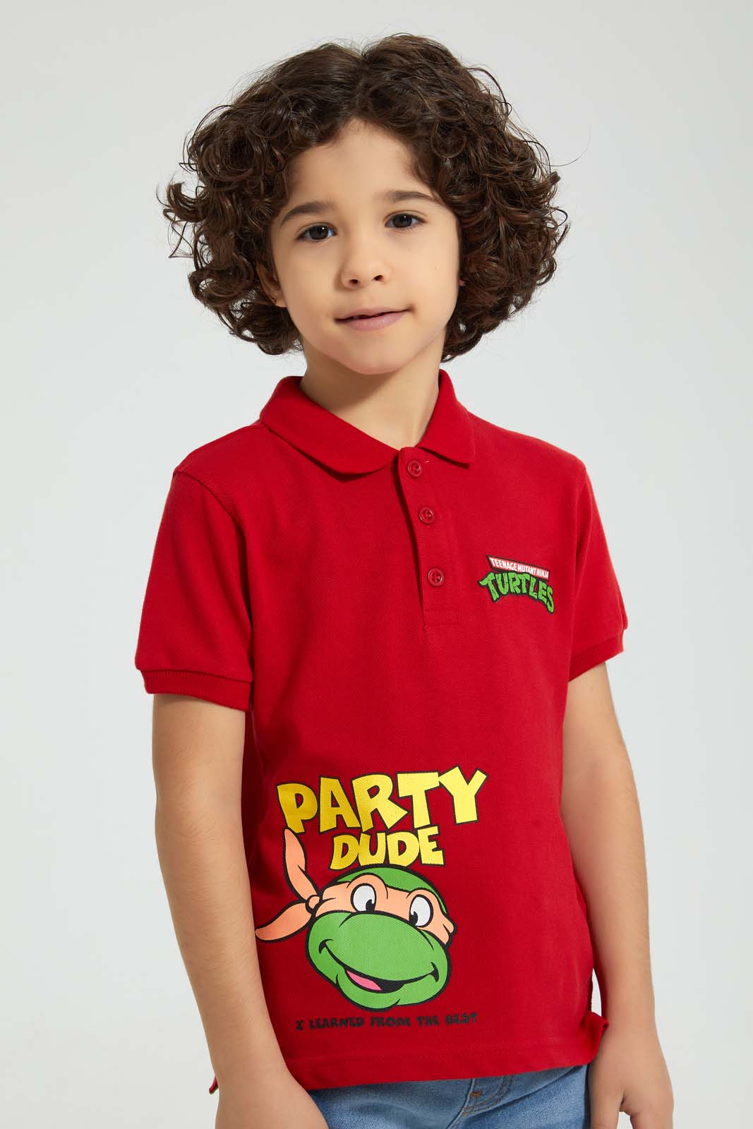 Redtag-Red-Ninja-Turtle-Polo-Polo-Shirts-Boys-2 to 8 Years