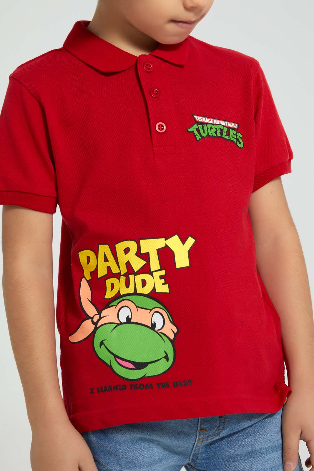 Redtag-Red-Ninja-Turtle-Polo-Polo-Shirts-Boys-2 to 8 Years