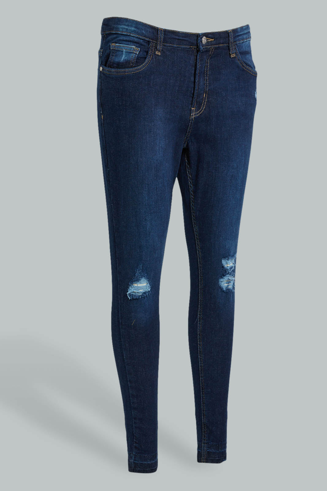 Redtag-Darkwash-Mid-Waist-Ripped-Jean-Jeans-Skinny-Fit-Women's-