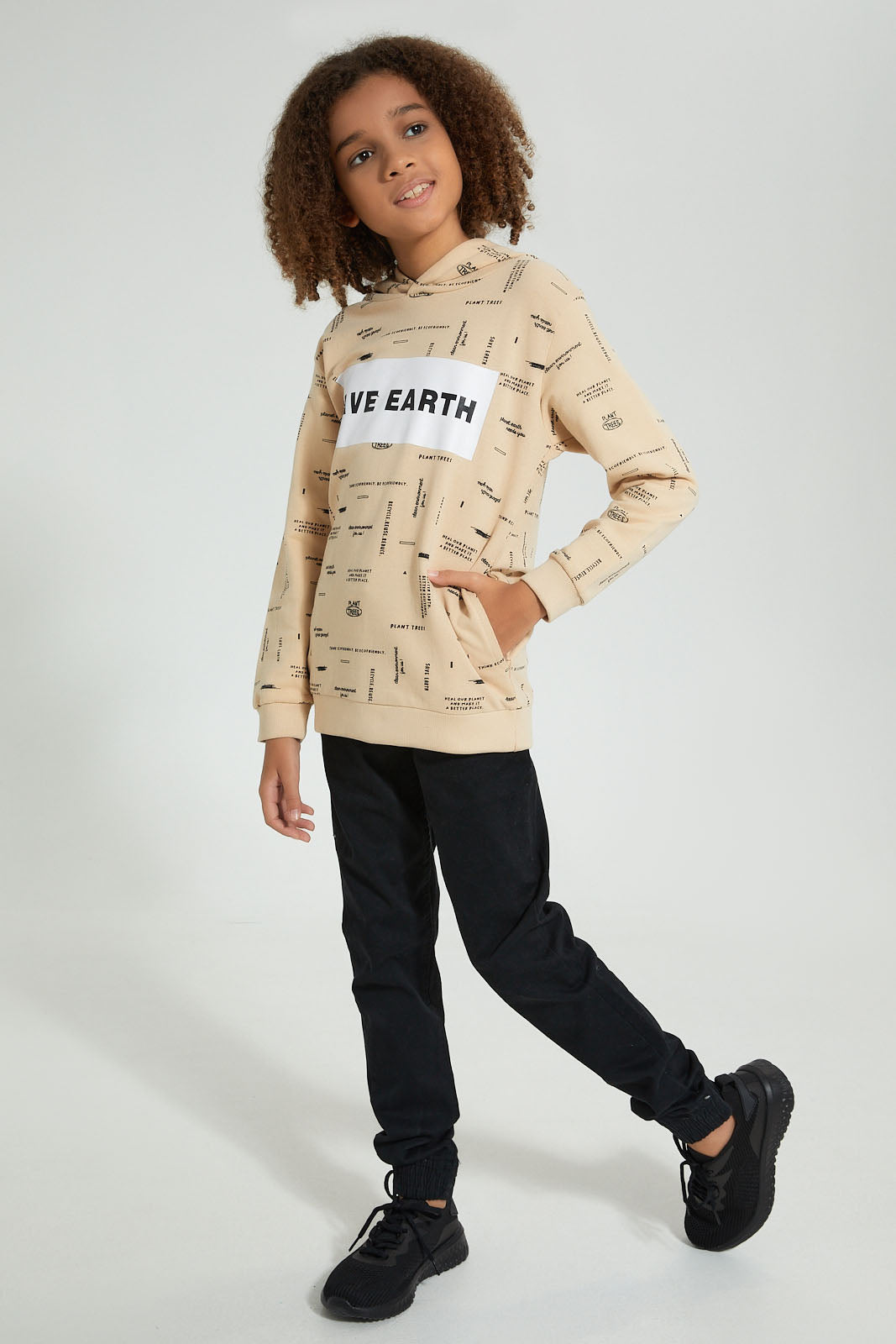 Redtag-Beige-Save-The-Earth-Sweatshirt-Sweatshirts-Senior-Boys-9 to 14 Years