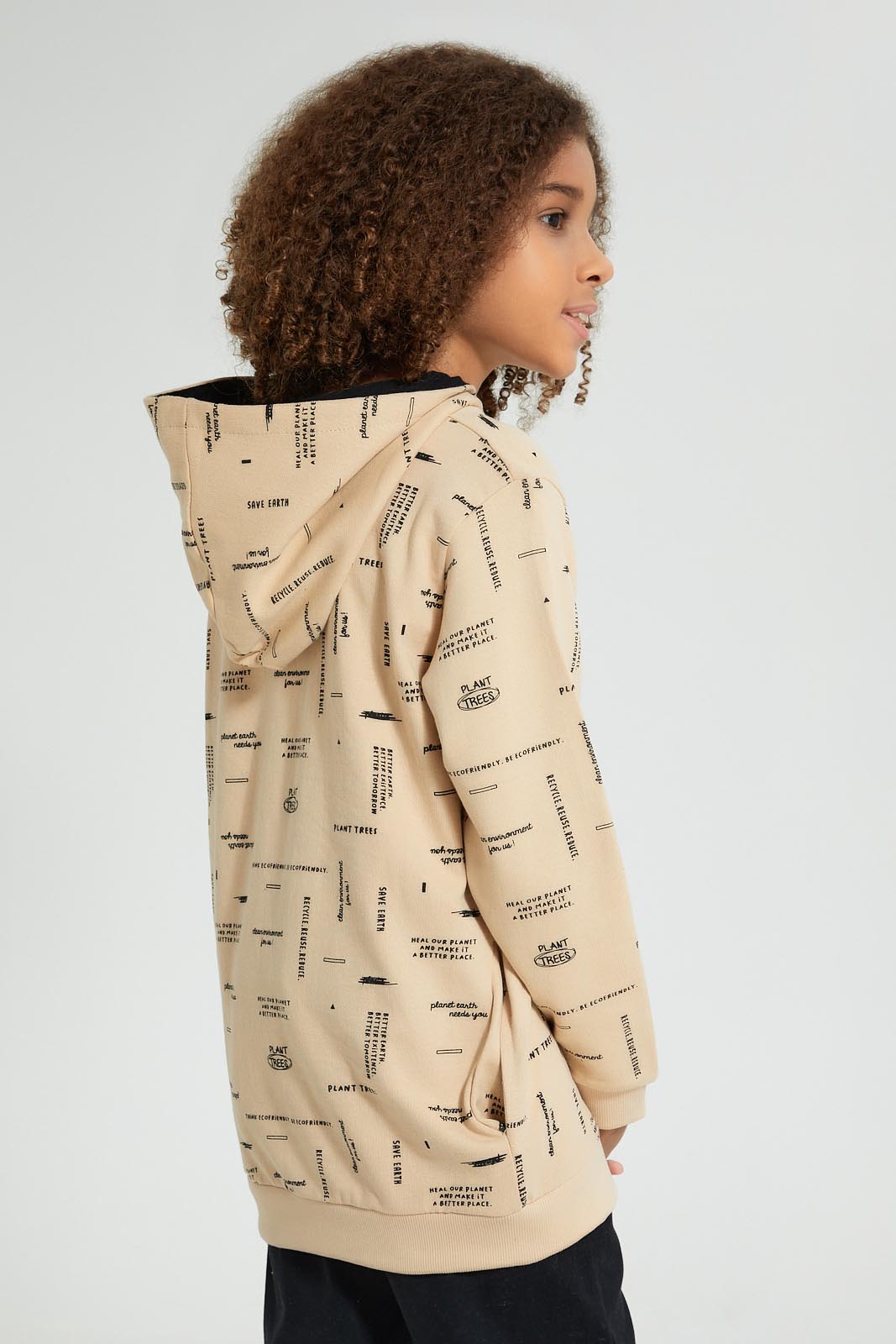 Redtag-Beige-Save-The-Earth-Sweatshirt-Sweatshirts-Senior-Boys-9 to 14 Years