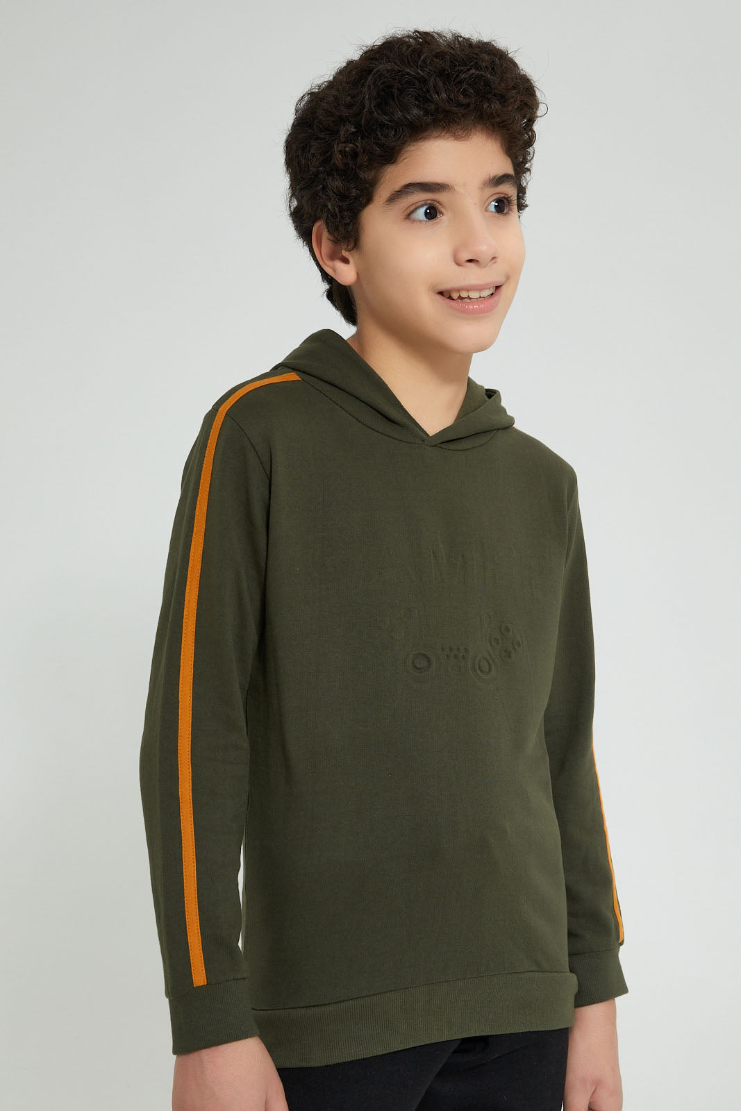 Redtag-Olive-Gamer-Embroideredoss-SweaT-Shirt-Sweatshirts-Senior-Boys-9 to 14 Years