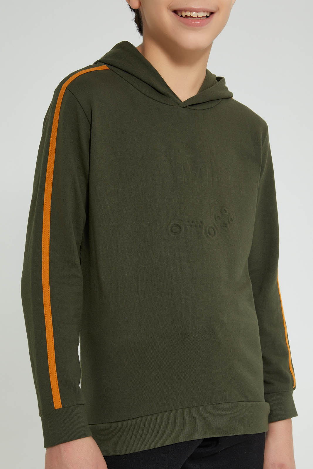 Redtag-Olive-Gamer-Embroideredoss-SweaT-Shirt-Sweatshirts-Senior-Boys-9 to 14 Years