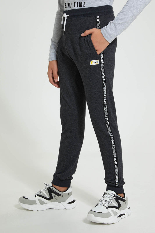Redtag-Charcoal-Side-Tape-Active-Pant-Joggers-Senior-Boys-9 to 14 Years