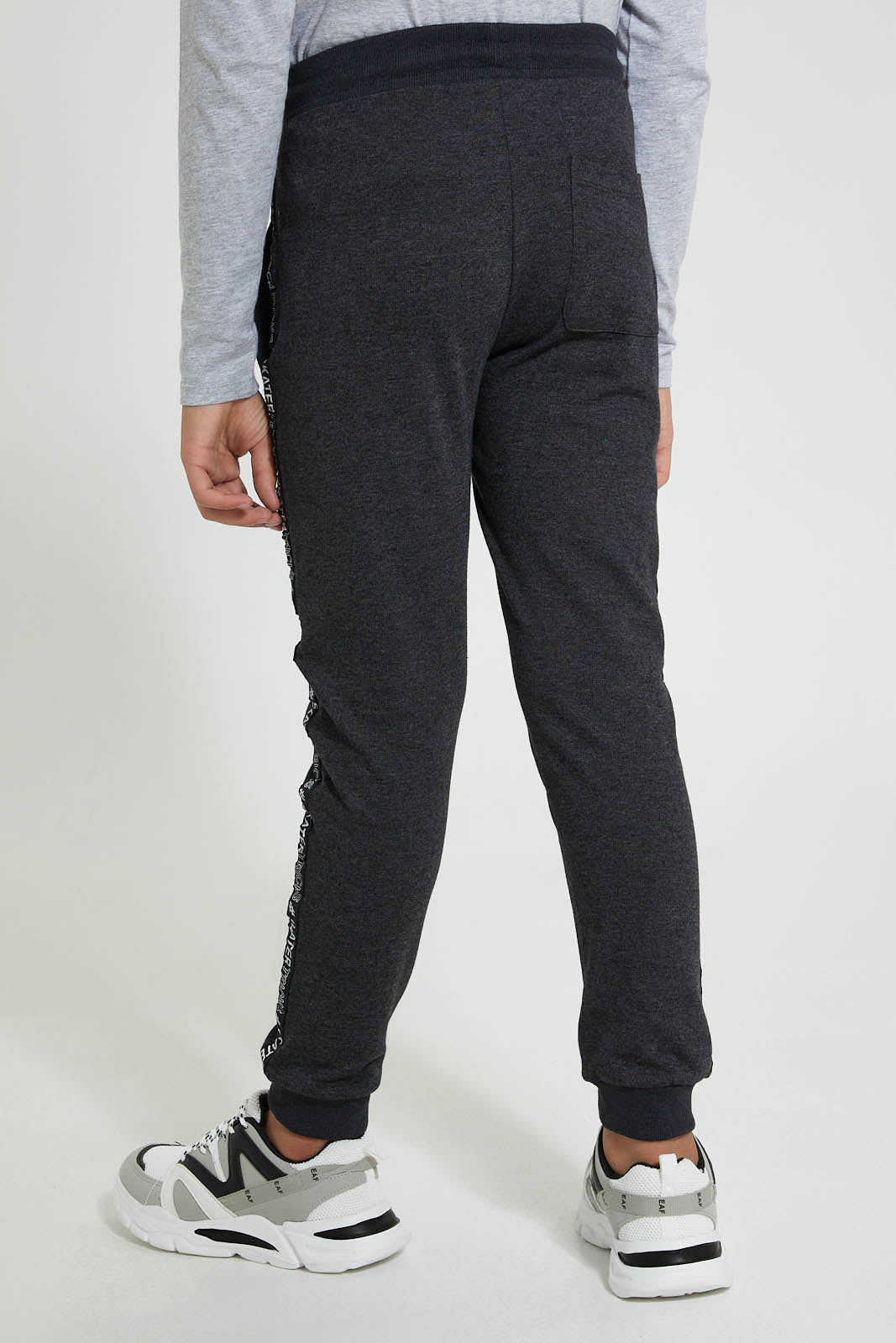 Redtag-Charcoal-Side-Tape-Active-Pant-Joggers-Senior-Boys-9 to 14 Years