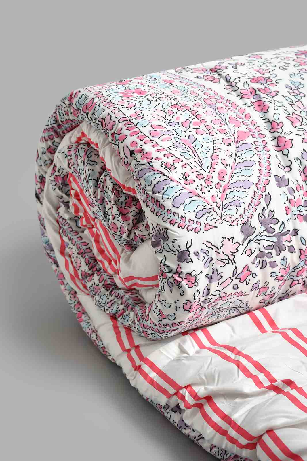 Redtag-Pink-Paisley-Print-6-Piece-Comforter-Set-(Double-Size)-Comforters-Home-Bedroom-