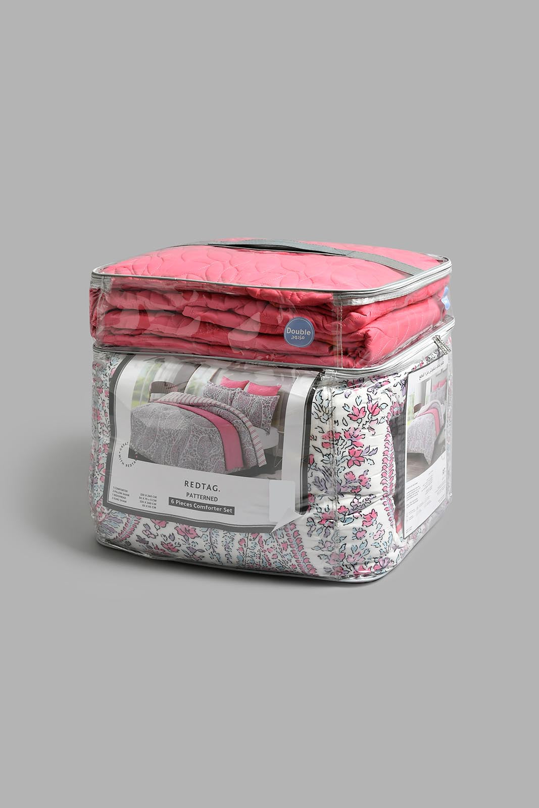 Redtag-Pink-Paisley-Print-6-Piece-Comforter-Set-(Double-Size)-Comforters-Home-Bedroom-