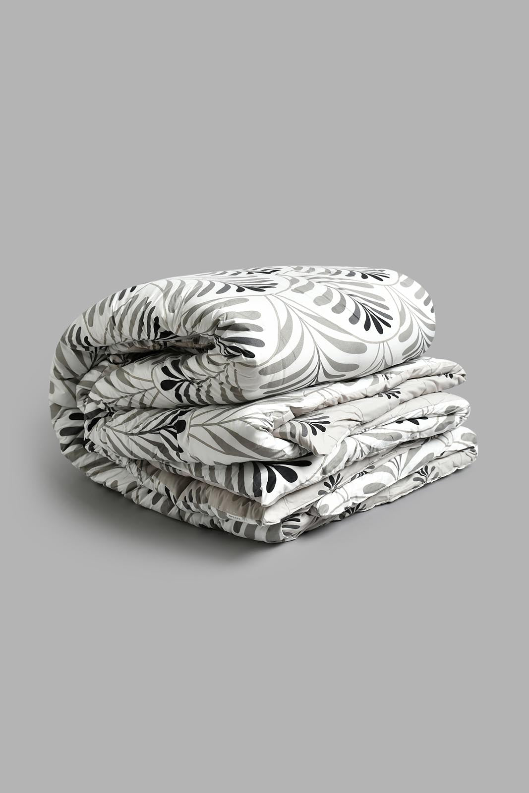 Redtag-Grey-Leaf-Print-6-Piece-Comforter-Set-(Double-Size)-Comforters-Home-Bedroom-